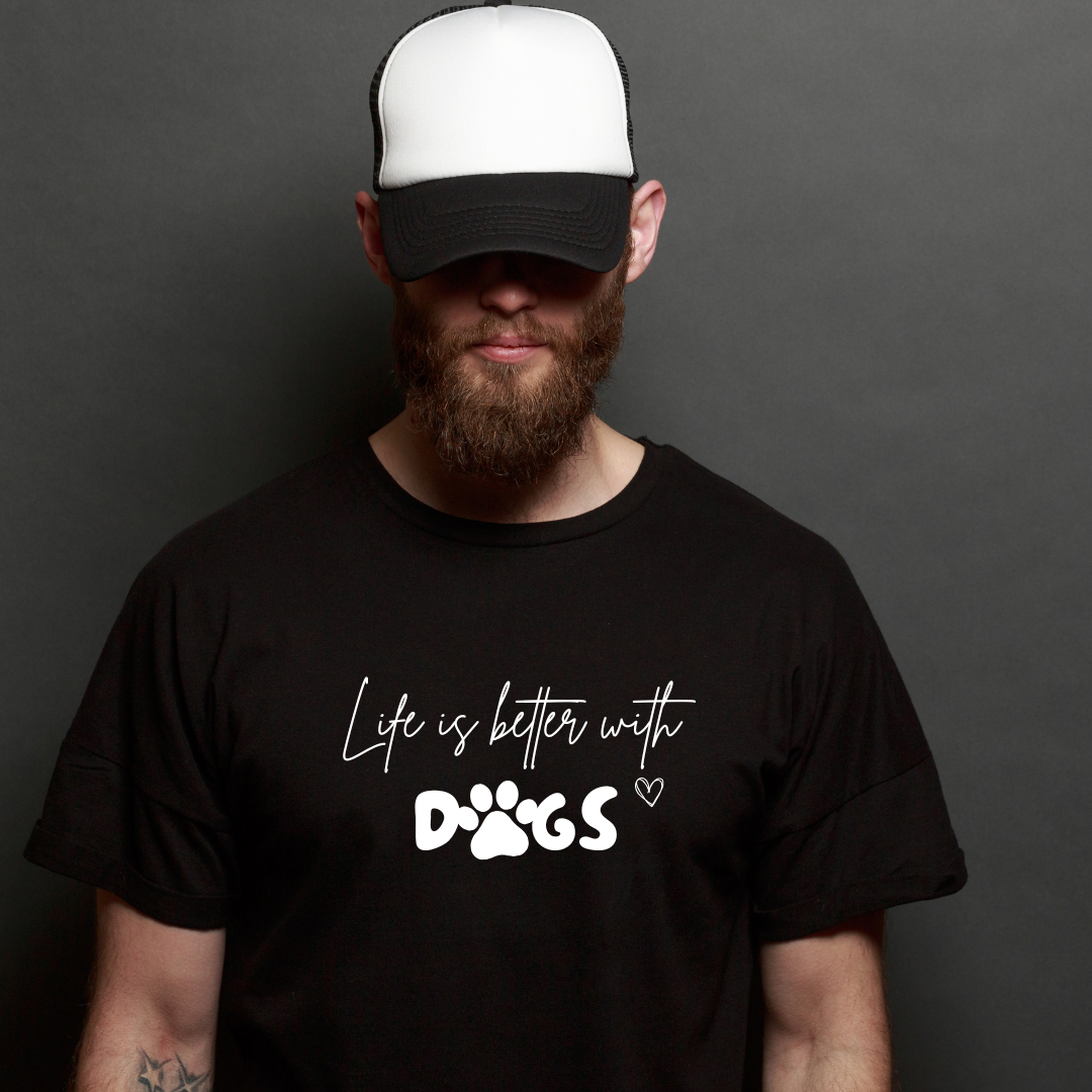 Unisex T-Shirt - Life Is Better With Dogs (Black)