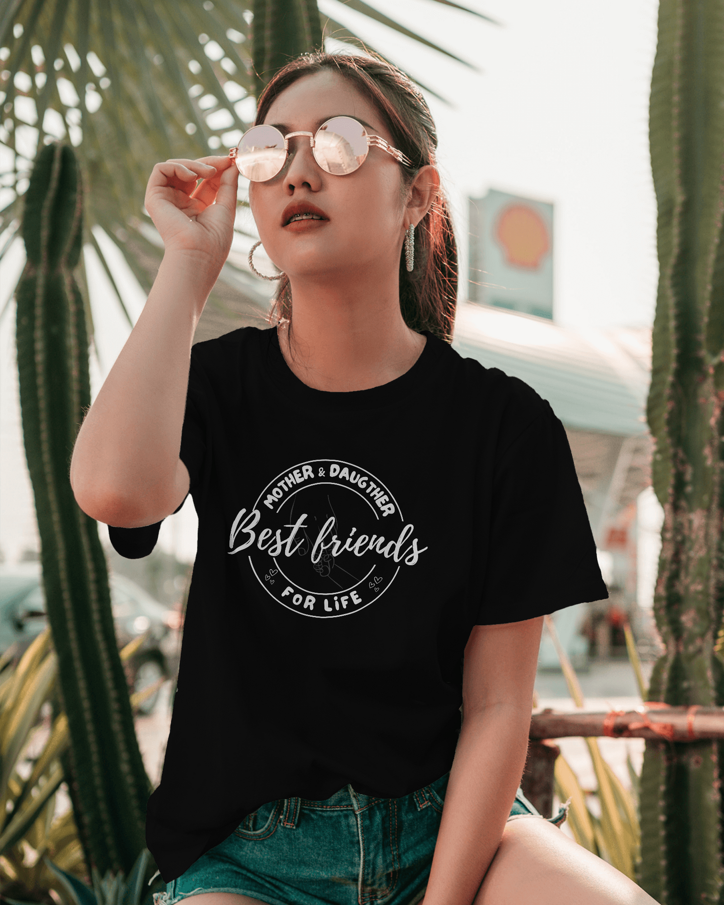 Mom-Daughter T-Shirt || Best Friends For Life (Black)